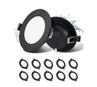 Grebeam 10 Pack Black Spotlights Ceiling Lights 5W, 450LM, 3000K Warm White, IP44, recessed Ceiling Lights, Cut-Out: φ75-90mm, 25mm Ultra Slim, Spot Lights Ceiling for Bathroom