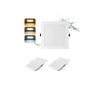 Grebeam 2 Pack 24W LED Downlights Ceiling, Square, IP44, 2200LM, Spot Lights Ceiling, 3000K Warm/4000K Neutral/6000K Cool Adjustable, Cutout 185-210mm, Recessed Ceiling Lights for Bathroom