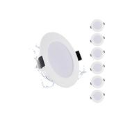 Grebeam 6 Pack LED Downlights for Ceiling 5W, 3000K Warm White, 450LM, IP44, LED Recessed Ceiling Lights, Cutout Ø75mm-90mm, Ultra Slim 25mm, 230V, Spot Lights Ceiling for Bathroom, Kitchen