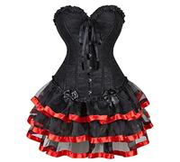 Grebrafan Burlesque Corset Strapless Bustier with Skirt XL Black