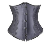 Grebrafan Classic Satin Underbust Waist Cincher Boned Corset Bustier (UK(10-12) L,Gray)