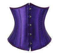 Grebrafan Classic Satin Underbust Waist Cincher Boned Corset Bustier (UK(8-10) M,Dark Purple)