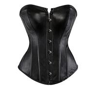 Grebrafan Gothic Classic Faux Leather Boned Corset Bustier (UK(18-20) 4XL, Black)