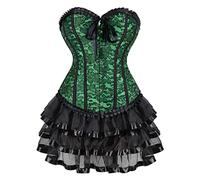 Grebrafan Gothic Renaissance Corset Top with Multi Layer Skirt | Shape waist curve corset 2 piece set, steampunk-themed parties and Halloweencostume woman