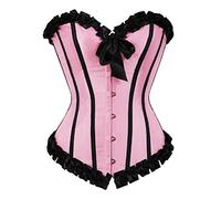 Grebrafan Pleated Trim Medieval Corset Bustier Burlesque (UK(8-10) M, Pink)