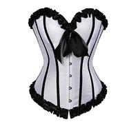 Grebrafan Pleated Trim Medieval Corset Bustier Burlesque (UK(8-10) M, White)