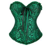 Grebrafan Plus Size Overbust Corset Classic Bustier Bodyshaper Top (UK(18-20) 4XL, Black Green)