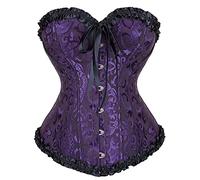 Grebrafan Plus Size Overbust Corset Classic Bustier Bodyshaper Top (UK(18-20) 4XL, Black Purple)