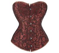 Grebrafan Slimming Corset Vintage Lace up Boned Bustier Top Brocade (UK(6-8) S, Brown)