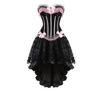 Grebrafan Steampunk Push up Striped Corset Top with Skirt Women | Lightly padded bra corset 2 piece set, Halloween parties and pirate festivalscostume woman