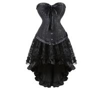 Grebrafan Steampunk Renaissance Boned Corset with Skirt Women | Shape waist curve corset 2 piece set, carnival halloween cosplay partycostume woman