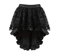 Grebrafan Steampunk Skirt for Corset Women Fluffy Pleated Layered Tutu Skirt (XX-Small, Black)