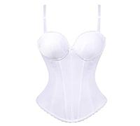 Grebrafan Wedding Bride Low Back Strapless Underwire Corsets Bustier (UK(10-12) L, White)