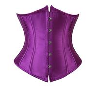 Grebrafan Women's Lace up Boned Brocade Waist Training Underbust Corsets Plus Size (UK(6-8) S,Purple)