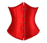 Grebrafan Women's Lace up Boned Underbust Corsets Plus Size 2XL Red