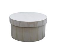 greca Wooden Box with Round Shape, Loose Lid with Knob, Raw for Decoration, Measures (Width/Depth/Height): 20 x 11 cm.