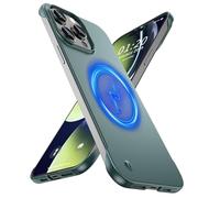GRECAZO Magnetic Frosted Frameless Case for iPhone 14 Pro Max, Dark Green | Compatible with MagSafe, Metallic Finish, Hard PC Cover, Ultra Thin Lightweight Minimalist Borderless, Slim Fit, 6.7-Inch