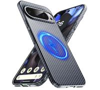 GRECAZO Magnetic Google Pixel 10 Pro/Pixel 10 Case,Ultra-Thin Soft Touch Skin Carbon Fiber Bump Texture[Compatible with PixelSnap/Magsafe],Slim Minimalist Lightweight Protective Matte Hard Cover-Black