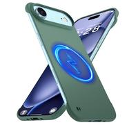 GRECAZO Magnetic Slim Case Fit for 17 Air Phone Case 6.6"(2025) Ultra-Thin Lightweight Durable Frameless Matte Hard for MagSafe Cover Case with Pull Ring Shockproof Non Slip Rope-Dark Green