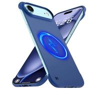 GRECAZO Magnetic Slim Case Fit for 17 Air Phone Case 6.6"(2025) Ultra-Thin Lightweight Durable Frameless Matte Hard for MagSafe Cover Case with Pull Ring Shockproof Non Slip Rope-Blue