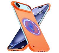GRECAZO Magnetic Slim Case Fit for 17 Air Phone Case 6.6"(2025) Ultra-Thin Lightweight Durable Frameless Matte Hard for MagSafe Cover Case with Pull Ring Shockproof Non Slip Rope-Orange