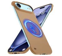 GRECAZO Magnetic Slim Case Fit for 17 Air Phone Case 6.6"(2025) Ultra-Thin Lightweight Durable Frameless Matte Hard for MagSafe Cover Case with Pull Ring Shockproof Non Slip Rope-Mocha Brown