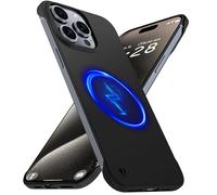 GRECAZO Magnetic Slim Case Fit for iPhone 15 Pro Phone Case 6.1"(2023) Ultra-Thin Lightweight Durable Frameless Matte Hard MagSafe Cover Case with Pull Ring Shockproof Non Slip Rope-Black