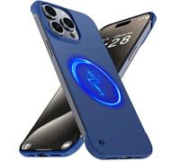 GRECAZO Magnetic Slim Case Fit for iPhone 15 Pro Phone Case 6.1"(2023) Ultra-Thin Lightweight Durable Frameless Matte Hard MagSafe Cover Case with Pull Ring Shockproof Non Slip Rope-Blue