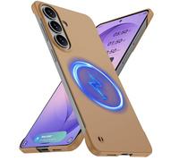 GRECAZO Magnetic Slim Case Fit for Samsung Galaxy S26 Case 6.3" Ultra-Thin Lightweight Durable Frameless Matte Hard for MagSafe Cover Case with Pull Ring Shockproof Non Slip Rope-Mocha Brown