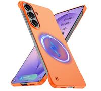 GRECAZO Magnetic Slim Case Fit for Samsung Galaxy S26 Case 6.3" Ultra-Thin Lightweight Durable Frameless Matte Hard for MagSafe Cover Case with Pull Ring Shockproof Non Slip Rope-Orange