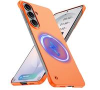 GRECAZO Magnetic Slim Case Fit for Samsung Galaxy S26 Plus Case 6.7" Ultra-Thin Lightweight Durable Frameless Matte Hard for MagSafe Cover Case with Pull Ring Shockproof Non Slip Rope-Orange