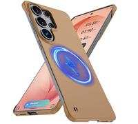 GRECAZO Magnetic Slim Case Fit for Samsung Galaxy S26 Ultra Case 6.9" Ultra-Thin Lightweight Durable Frameless Matte Hard for MagSafe Cover Case with Pull Ring Shockproof Non Slip Rope-Mocha Brown