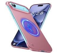 GRECAZO Magnetic Ultra Thin Frosted Designed for 17 Air Frameless Case 6.6 inch [Compatible with MagSafe] Slim Minimalist Lightweight Matte Hard Cover Protective Borderless Case- Dawn Pink