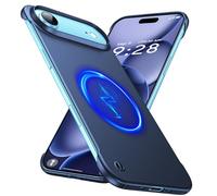 GRECAZO Magnetic Ultra Thin Frosted Designed for 17 Air Frameless Case 6.6 inch [Compatible with MagSafe] Slim Minimalist Lightweight Matte Hard Cover Protective Borderless Case-Navy Blue