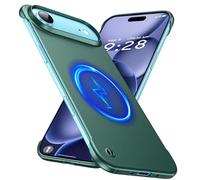 GRECAZO Magnetic Ultra Thin Frosted Designed for 17 Air Frameless Case 6.6 inch [Compatible with MagSafe] Slim Minimalist Lightweight Matte Hard Cover Protective Borderless Case-Dark Green