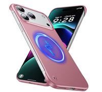 GRECAZO Magnetic Ultra Thin Frosted Designed for 17 Pro Frameless Case 6.3 inch [Compatible with MagSafe] Slim Minimalist Lightweight Matte Hard Cover Protective Borderless Case-Dawn Pink