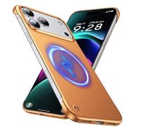 GRECAZO Magnetic Ultra Thin Frosted Designed for 17 Pro Frameless Case 6.3 inch [Compatible with MagSafe] Slim Minimalist Lightweight Matte Hard Cover Protective Borderless Case- Orange