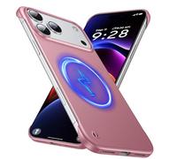 GRECAZO Magnetic Ultra Thin Frosted Designed for 17 Pro Max Frameless Case 6.9 inch [Compatible with MagSafe] Slim Minimalist Lightweight Matte Hard Cover Protective Borderless Case-Dawn Pink