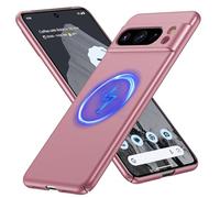 GRECAZO Magnetic Ultra Thin Frosted Designed for Google Pixel 8 Pro Phone Case[Compatible with MagSafe] Slim Minimalist Lightweight Matte Hard PC Cover Protective Bumper Case-Dawn Pink