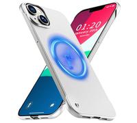 GRECAZO Magnetic Ultra Thin Frosted Designed for iPhone 13 Frameless Case 6.1 inch Slim [Compatible with MagSafe] Minimalist Lightweight Matte Hard Cover Protective Borderless Case- Silvery