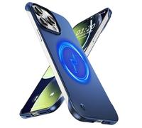 GRECAZO Magnetic Ultra Thin Frosted Designed for iPhone 14 Pro Max Frameless Case 6.7 inch(2022) Slim Minimalist Lightweight Matte Hard Anti-Scratch MagSafe Cover Protective Borderless Case-Navy Blue