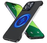 GRECAZO Magnetic Ultra Thin Frosted Designed for iPhone 14 Pro Max Frameless Case 6.7 inch Slim Minimalist Lightweight Matte Hard Cover Protective Borderless Case-Black