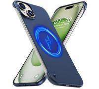 GRECAZO Magnetic Ultra Thin Frosted Designed for iPhone 15 Frameless Case 6.1 inch Slim [Compatible with MagSafe] Minimalist Lightweight Matte Hard Cover Protective Borderless Case-Navy Blue