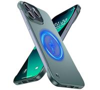 GRECAZO Magnetic Ultra Thin Frosted Designed for iPhone 15 Pro Frameless Case 6.1 inch [Compatible with MagSafe] Slim Minimalist Lightweight Matte Hard Cover Protective Borderless Case- Dark Green