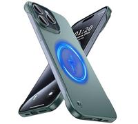 GRECAZO Magnetic Ultra Thin Frosted Designed for iPhone 15 Pro Max Frameless Case 6.7 inch [Compatible with MagSafe] Slim Minimalist Lightweight Matte Hard Cover Protective Borderless Case- Dark Green