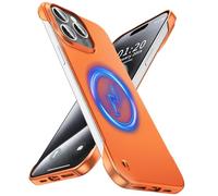 GRECAZO Magnetic Ultra Thin Frosted Designed for iPhone 15 Pro Max Frameless Case 6.7 inch [Compatible with MagSafe] Slim Minimalist Lightweight Matte Hard Cover Protective Borderless Case- Orange