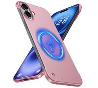 GRECAZO Magnetic Ultra Thin Frosted Designed for iPhone 16 Frameless Case 6.1 inch [Compatible with MagSafe] Slim Minimalist Lightweight Matte Hard Cover Protective Borderless Case- Dawn Pink