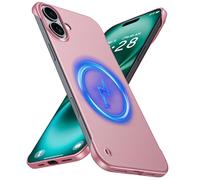 GRECAZO Magnetic Ultra Thin Frosted Designed for iPhone 16 Plus Frameless Case 6.7 inch [Compatible with MagSafe] Slim Minimalist Lightweight Matte Hard Cover Protective Borderless Case- Dawn Pink