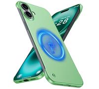 GRECAZO Magnetic Ultra Thin Frosted Designed for iPhone 16 Plus Frameless Case 6.7 inch [Compatible with MagSafe] Slim Minimalist Lightweight Matte Hard Cover Protective Borderless Case- Light Green