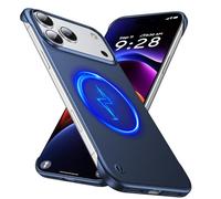 GRECAZO Magnetic Ultra Thin Frosted Designed for iPhone 17 Pro Max Frameless Case 6.9 inch [Compatible with MagSafe] Slim Minimalist Lightweight Matte Hard Cover Protective Borderless Case-Navy Blue